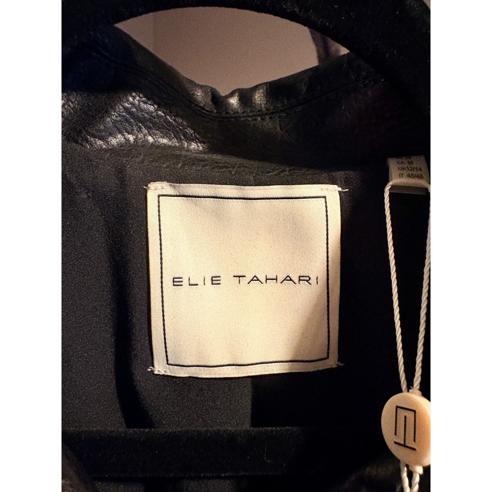 Elie Tahari Black Faux Leather Overcoat Sz M, Retail $425 - Picture 5 of 10